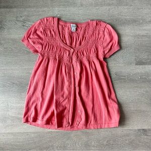 Vintage NEVADA Coral Smocked Babydoll Cardigan Coquette/Cottagecore Style